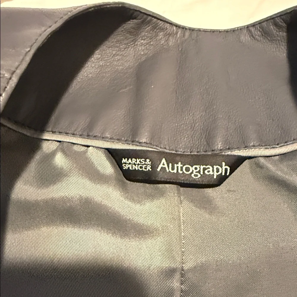 Marks & Spencer Autograph Gray‎ Leather Shift Dress Modern Minimal US 6 UK 10